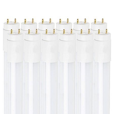 LUXRITE T8 LED Tube Light Bulbs 18W (32W Equivalent) 2000LM 6500K Daylight Type A+B G13 Base 12-Pack LR34184-12PK